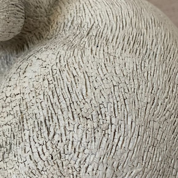 Bunny Rabbit Figurine Statue White Textured Detail Rustic Crackled Ears 6 3/4"H - Picture 6 of 12